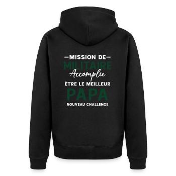 Militaire Futur Papa Cadeau Drôle Fête Des Pères - Veste à capuche bio Premium Unisexe - noir - Dos - Nico (187cm)