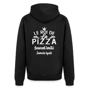 Le Roi de la Pizza Pizzaiolo Cadeau Drôle - Veste à capuche bio Premium Unisexe - noir - Dos - Nico (187cm)