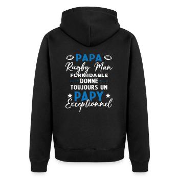 Papa Rugbyman Formidable Papy Exceptionnel Cadeau - Veste à capuche bio Premium Unisexe - noir - Dos - Nico (187cm)