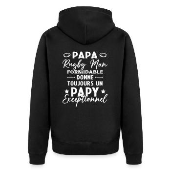 Papa Rugbyman Formidable Papy Exceptionnel Cadeau - Veste à capuche bio Premium Unisexe - noir - Dos - Nico (187cm)