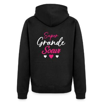 Cadeau De Cœurs Super Grande Sœur - Veste à capuche bio Premium Unisexe - noir - Dos - Nico (187cm)