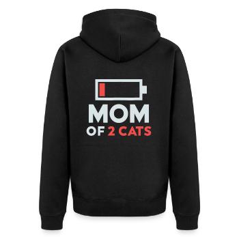 mutter von 2 katzen humor batterie niedrig geschenk - Unisex Premium Bio Zip Hoodie - Schwarz - Hinten - Nico (187cm)