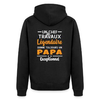 Chef de travaux légendaire drôle papa exceptionnel - Veste à capuche bio Premium Unisexe - noir - Dos - Nico (187cm)