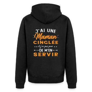 J'ai Une Maman Cinglée Humour Cadeau Pour Mère - Veste à capuche bio Premium Unisexe - noir - Dos - Nico (187cm)