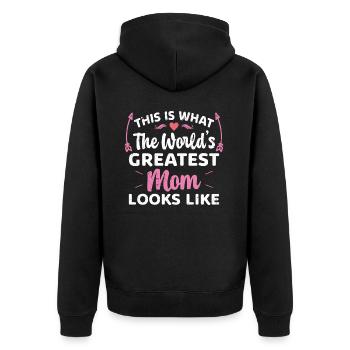 This is what the best mom in the world looks like - Unisex Premium Organic Zip Hoodie - black - Back - Nico (187cm)
