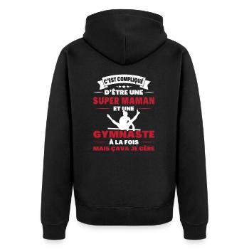 Super Maman Et Une Gymnast Cadeau Gymnastique - Veste à capuche bio Premium Unisexe - noir - Dos - Nico (187cm)
