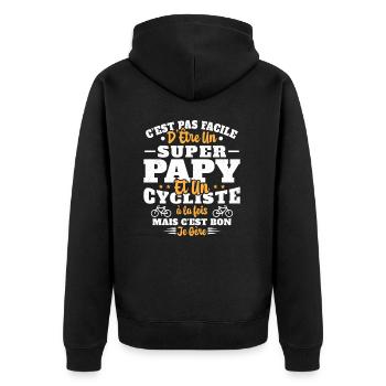 Super Papy Humour Cycliste Vélo Drole Cyclisme - Veste à capuche bio Premium Unisexe - noir - Dos - Nico (187cm)