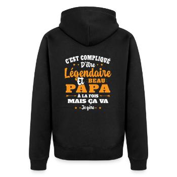 Légendaire et Beau Papa Cadeau Papa de l'année - Veste à capuche bio Premium Unisexe - noir - Dos - Nico (187cm)