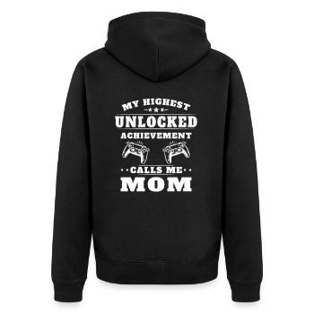 Mon plus haut accomplissement m'appelle maman - Veste à capuche bio Premium Unisexe - noir - Dos - Nico (187cm)