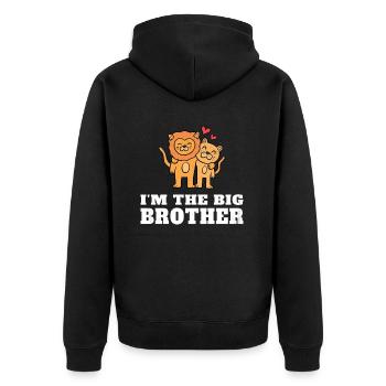 Ich bin der große Bruder - der zukünftige große Bruder - Unisex Premium Bio Zip Hoodie - Schwarz - Hinten - Nico (187cm)