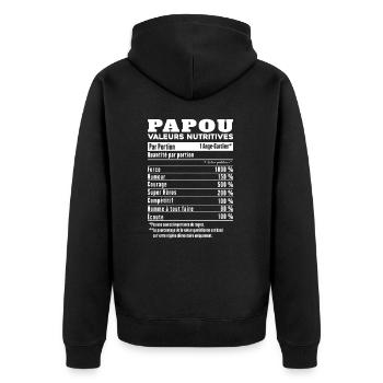 Cadeau papou humour papou valeurs nutritives - Veste à capuche bio Premium Unisexe - noir - Dos - Nico (187cm)