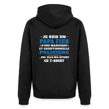 Je suis un Papa Fier d'une magnifique Policière - Veste à capuche bio Premium Unisexe - noir - Dos - Nico (187cm)