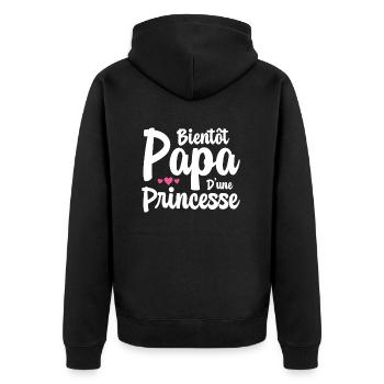 Bientôt Papa D'une Princesse Humour Cadeau - Veste à capuche bio Premium Unisexe - noir - Dos - Nico (187cm)