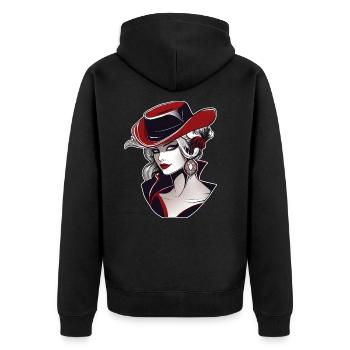 Femme cool avec un chapeau de cow-boy - Veste à capuche bio Premium Unisexe - noir - Dos - Nico (187cm)
