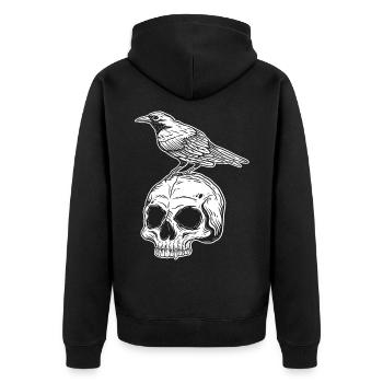 Skull Skull Horror Skeleton Halloween Metal - Unisex Premium Organic Zip Hoodie - black - Back - Nico (187cm)