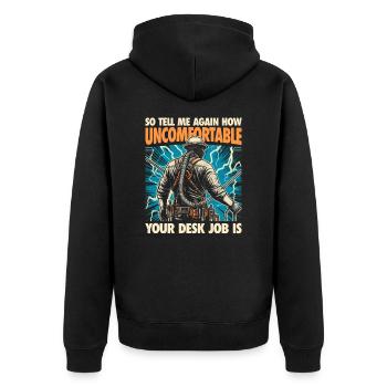 Electrician on the mast - your way to becoming an electricity professional! - Unisex Premium Organic Zip Hoodie - black - Back - Nico (187cm)
