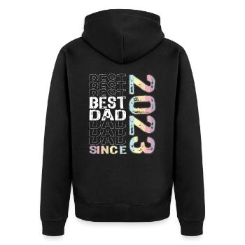 Meilleur papa du monde depuis 2023 Fête des pères Anniversaire - Veste à capuche bio Premium Unisexe - noir - Dos - Nico (187cm)