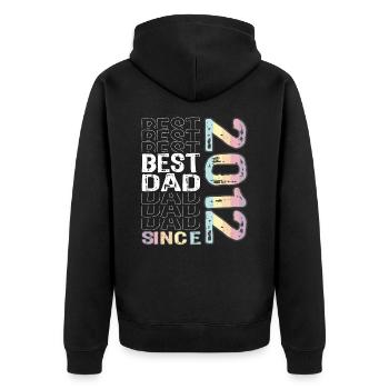 Best dad in the world since 2012 Father's Day - Unisex Premium Organic Zip Hoodie - black - Back - Nico (187cm)