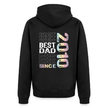 Best dad in the world since 2010 Father's Day - Unisex Premium Organic Zip Hoodie - black - Back - Nico (187cm)