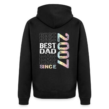 Bester Papa der Welt seit 2007 Vatertag - Unisex Premium Bio Zip Hoodie - Schwarz - Hinten - Nico (187cm)
