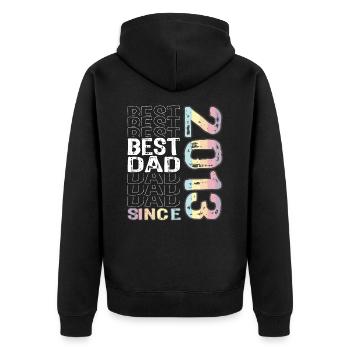 Bester Papa der Welt seit 2013 Vatertag - Unisex Premium Bio Zip Hoodie - Schwarz - Hinten - Nico (187cm)