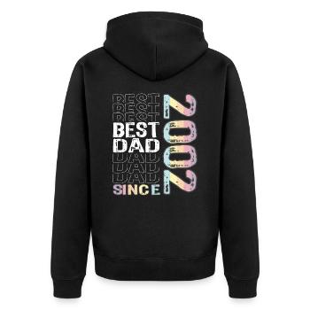 Bester Papa der Welt seit 2002 Vatertag - Unisex Premium Bio Zip Hoodie - Schwarz - Hinten - Nico (187cm)