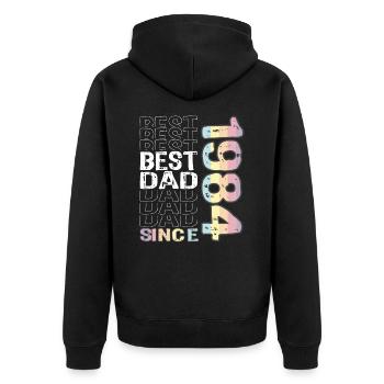 Best dad in the world since 1984 Father's Day - Unisex Premium Organic Zip Hoodie - black - Back - Nico (187cm)