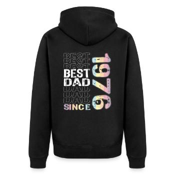 Best dad in the world since 1976 Father's Day - Unisex Premium Organic Zip Hoodie - black - Back - Nico (187cm)