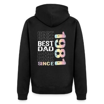 Bester Papa der Welt seit 1981 Vatertag - Unisex Premium Bio Zip Hoodie - Schwarz - Hinten - Nico (187cm)
