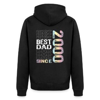 Bester Papa der Welt seit 2000 Vatertag - Unisex Premium Bio Zip Hoodie - Schwarz - Hinten - Nico (187cm)