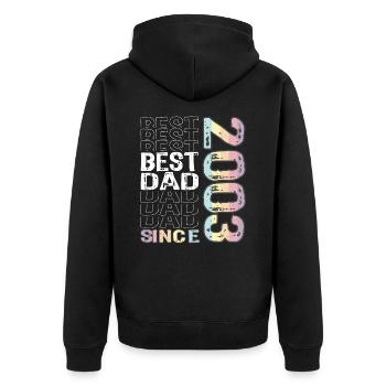 Bester Papa der Welt seit 2003 Vatertag - Unisex Premium Bio Zip Hoodie - Schwarz - Hinten - Nico (187cm)