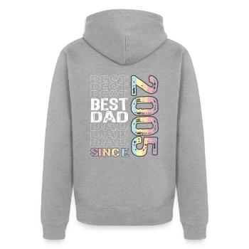 Meilleur papa du monde depuis la fête des pères 2005 - Veste à capuche bio Premium Unisexe - gris chiné - Dos - Nico (187cm)