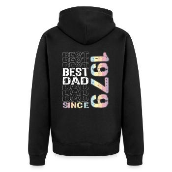 Best dad in the world since 1979 Father's Day - Unisex Premium Organic Zip Hoodie - black - Back - Nico (187cm)