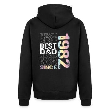 Bester Papa der Welt seit 1982 Vatertag - Unisex Premium Bio Zip Hoodie - Schwarz - Hinten - Nico (187cm)
