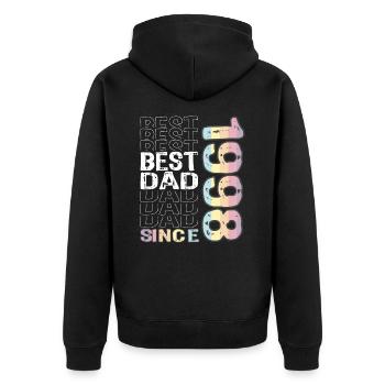 Bester Papa der Welt seit 1998 Vatertag - Unisex Premium Bio Zip Hoodie - Schwarz - Hinten - Nico (187cm)