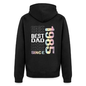 Bester Papa der Welt seit 1985 Vatertag - Unisex Premium Bio Zip Hoodie - Schwarz - Hinten - Nico (187cm)