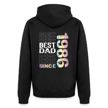 BBester Papa der Welt seit 1986 Vatertag - Unisex Premium Bio Zip Hoodie - Schwarz - Hinten - Nico (187cm)