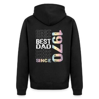 Best dad in the world since 1970 Father's Day - Unisex Premium Organic Zip Hoodie - black - Back - Nico (187cm)