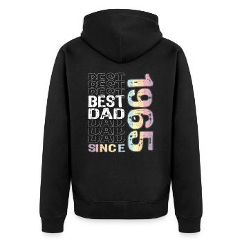 Bester Papa der Welt seit 1965 Vatertag - Unisex Premium Bio Zip Hoodie - Schwarz - Hinten - Nico (187cm)