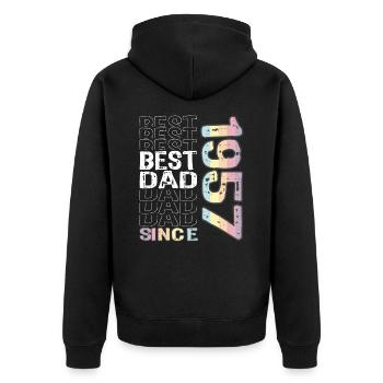 Bester Papa der Welt seit 1957 Vatertag - Unisex Premium Bio Zip Hoodie - Schwarz - Hinten - Nico (187cm)