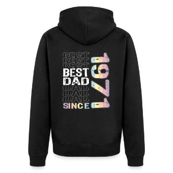 Bester Papa der Welt seit 1971 Vatertag - Unisex Premium Bio Zip Hoodie - Schwarz - Hinten - Nico (187cm)