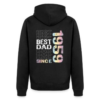 Best dad in the world since 1959 Father's Day - Unisex Premium Organic Zip Hoodie - black - Back - Nico (187cm)