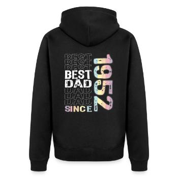 Best dad in the world since 1952 Father's Day - Unisex Premium Organic Zip Hoodie - black - Back - Nico (187cm)
