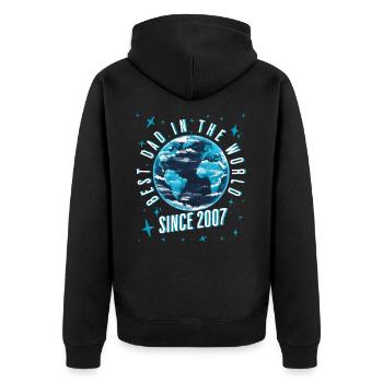 Bester Papa der Welt seit 2007 Vatertag - Unisex Premium Bio Zip Hoodie - Schwarz - Hinten - Nico (187cm)