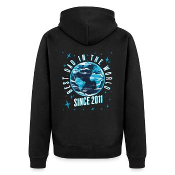 Best dad in the world since 2011 Father's Day - Unisex Premium Organic Zip Hoodie - black - Back - Nico (187cm)