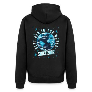 Bester Papa der Welt seit 2002 Vatertag - Unisex Premium Bio Zip Hoodie - Schwarz - Hinten - Nico (187cm)