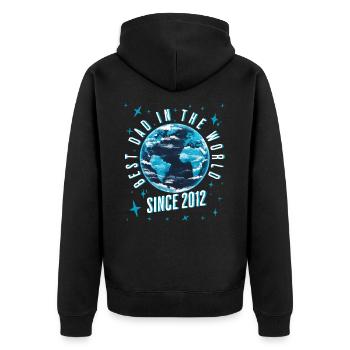 Best dad in the world since 2012 Father's Day - Unisex Premium Organic Zip Hoodie - black - Back - Nico (187cm)