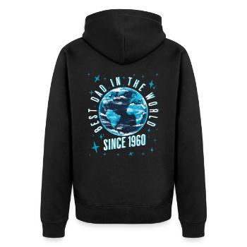Bester Papa der Welt seit 1960 Vatertag - Unisex Premium Bio Zip Hoodie - Schwarz - Hinten - Nico (187cm)