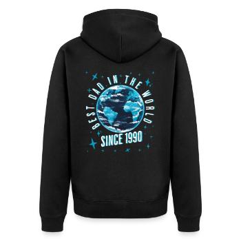 Bester Papa der Welt seit 1990 Vatertag - Unisex Premium Bio Zip Hoodie - Schwarz - Hinten - Nico (187cm)