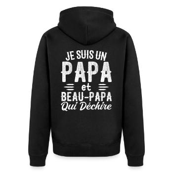 I'm a Dad and Stepdad Who - Unisex Premium Organic Zip Hoodie - black - Back - Nico (187cm)